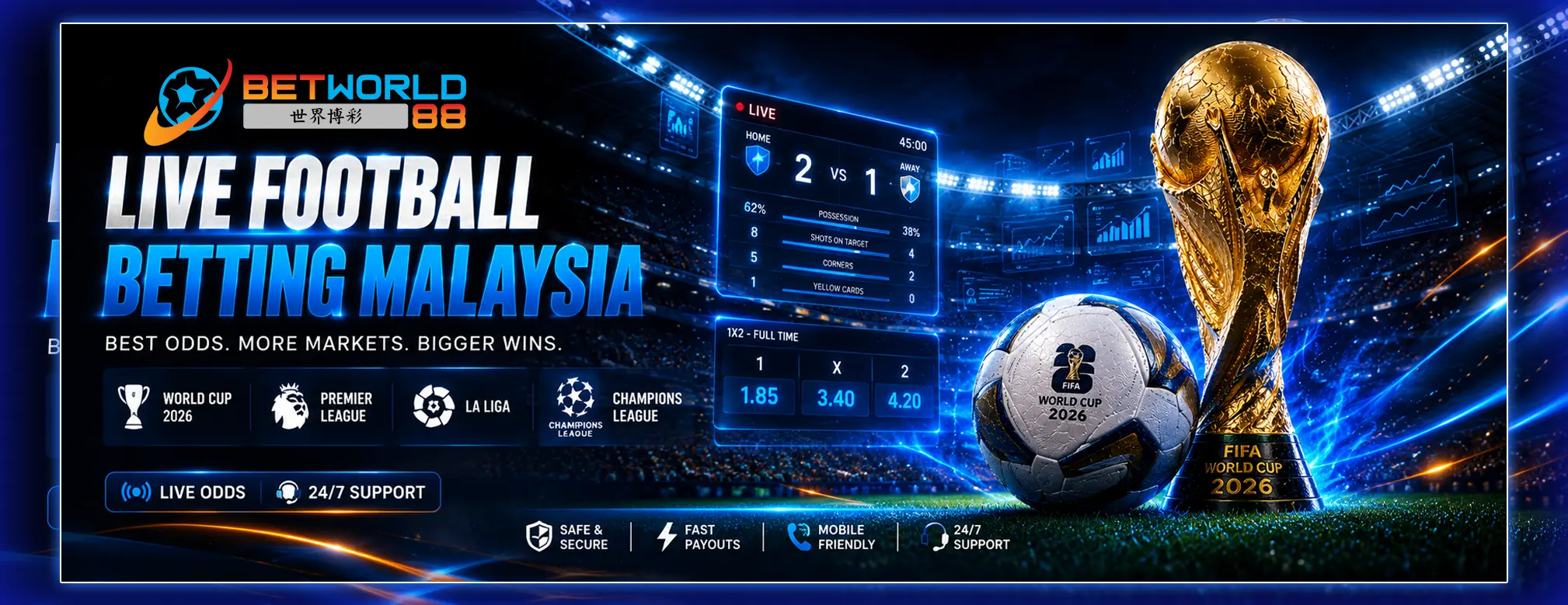Live Football Betting Malaysia BETWORLD88 — 24/7 Live Sportsbook